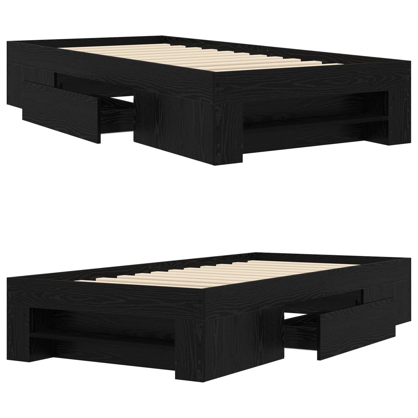 Bedframe met opslag Zwart eiken 80 x 200 cm Bewerkt hout