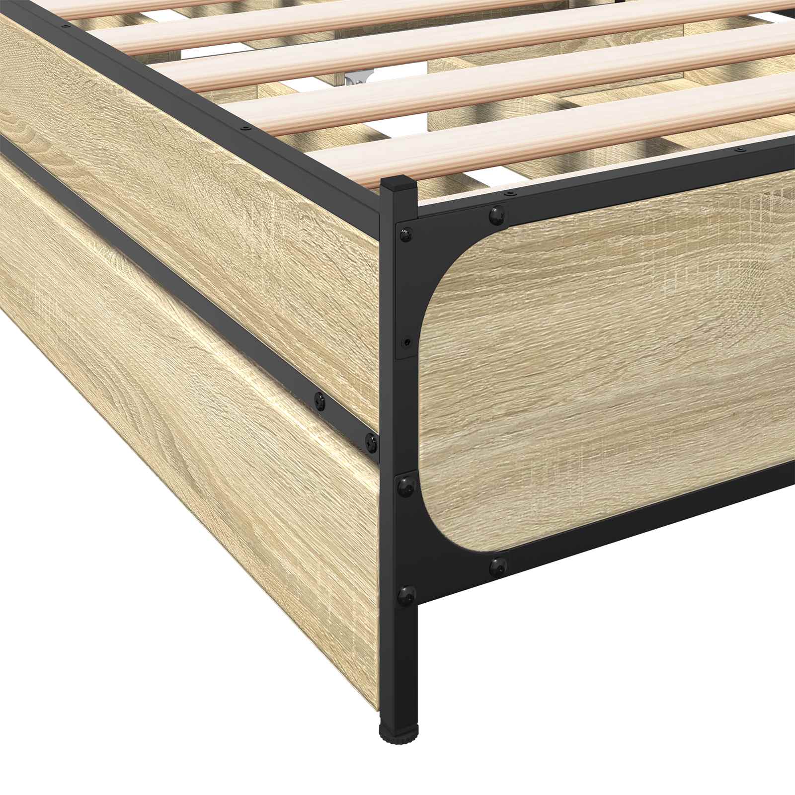 Bedframe met Hoofdeinde Sonoma Eiken 80 x 200 cm Bewerkt hout is nu te koop bij PeponiXL, paradijselijk wonen!