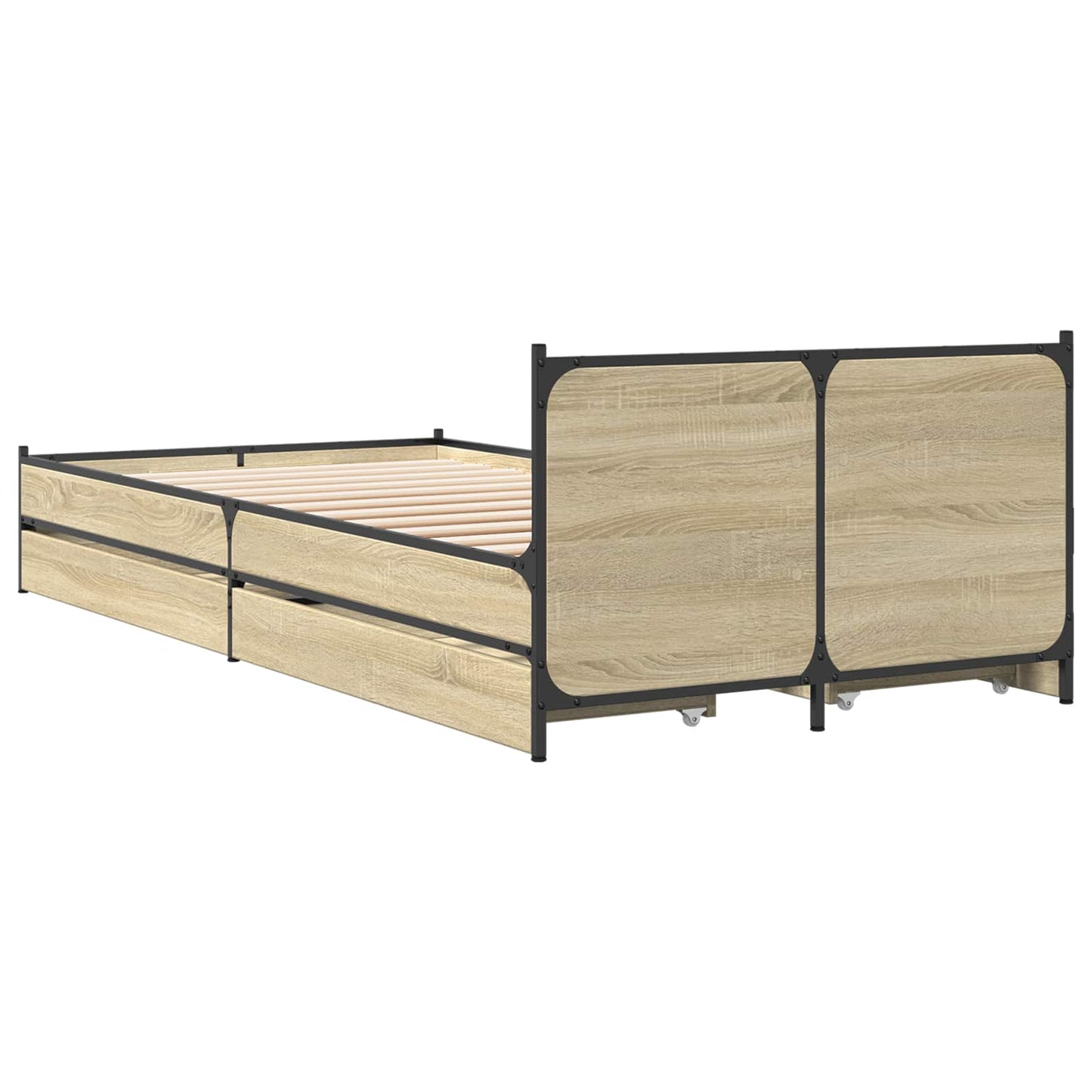 Bedframe met Hoofdeinde Sonoma Eiken 80 x 200 cm Bewerkt hout is nu te koop bij PeponiXL, paradijselijk wonen!