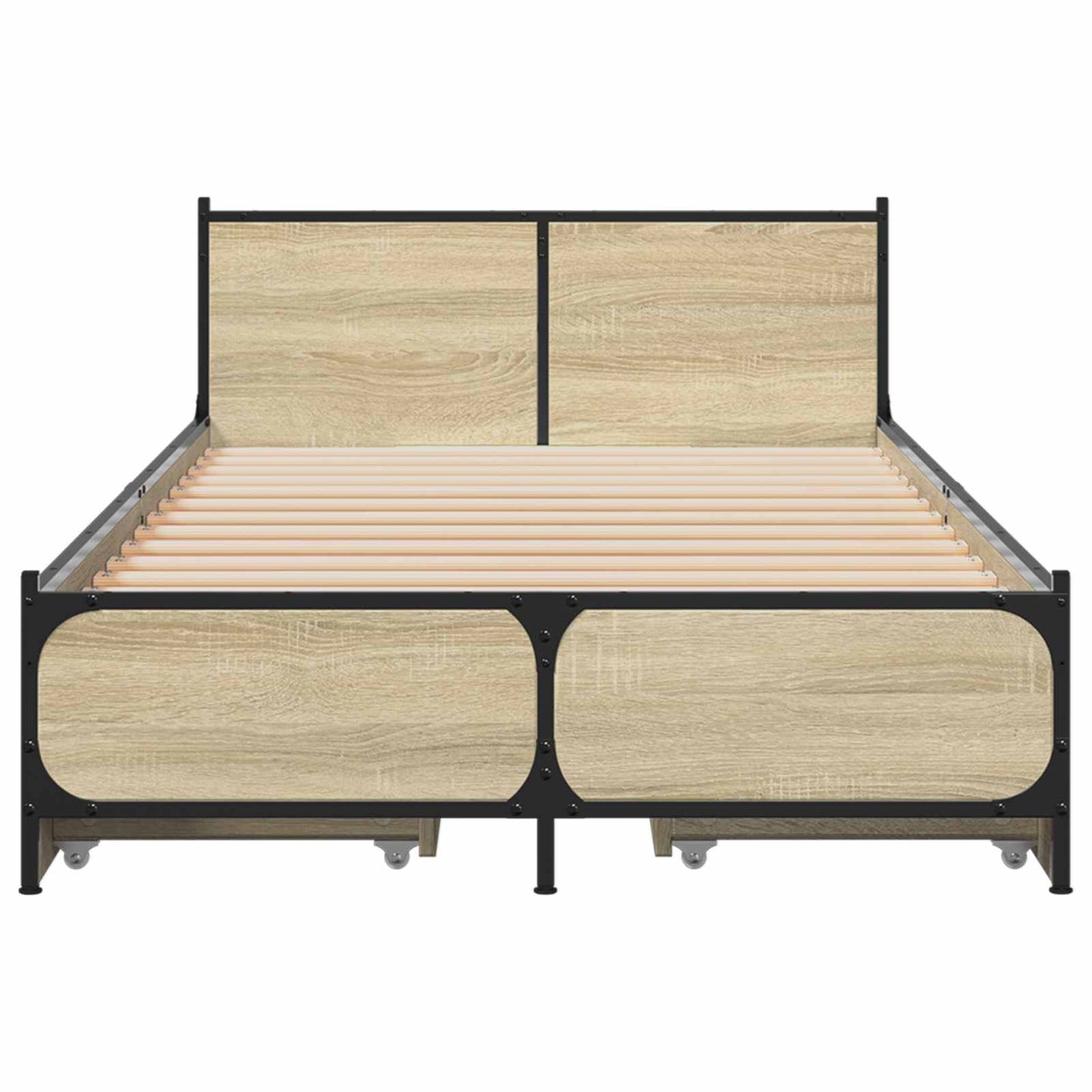 Bedframe met Hoofdeinde Sonoma Eiken 80 x 200 cm Bewerkt hout is nu te koop bij PeponiXL, paradijselijk wonen!