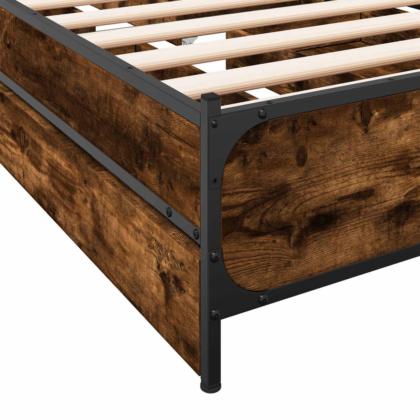 Bedframe met Hoofdeinde Gerookt eiken 80 x 200 cm Bewerkt hout is nu te koop bij PeponiXL, paradijselijk wonen!