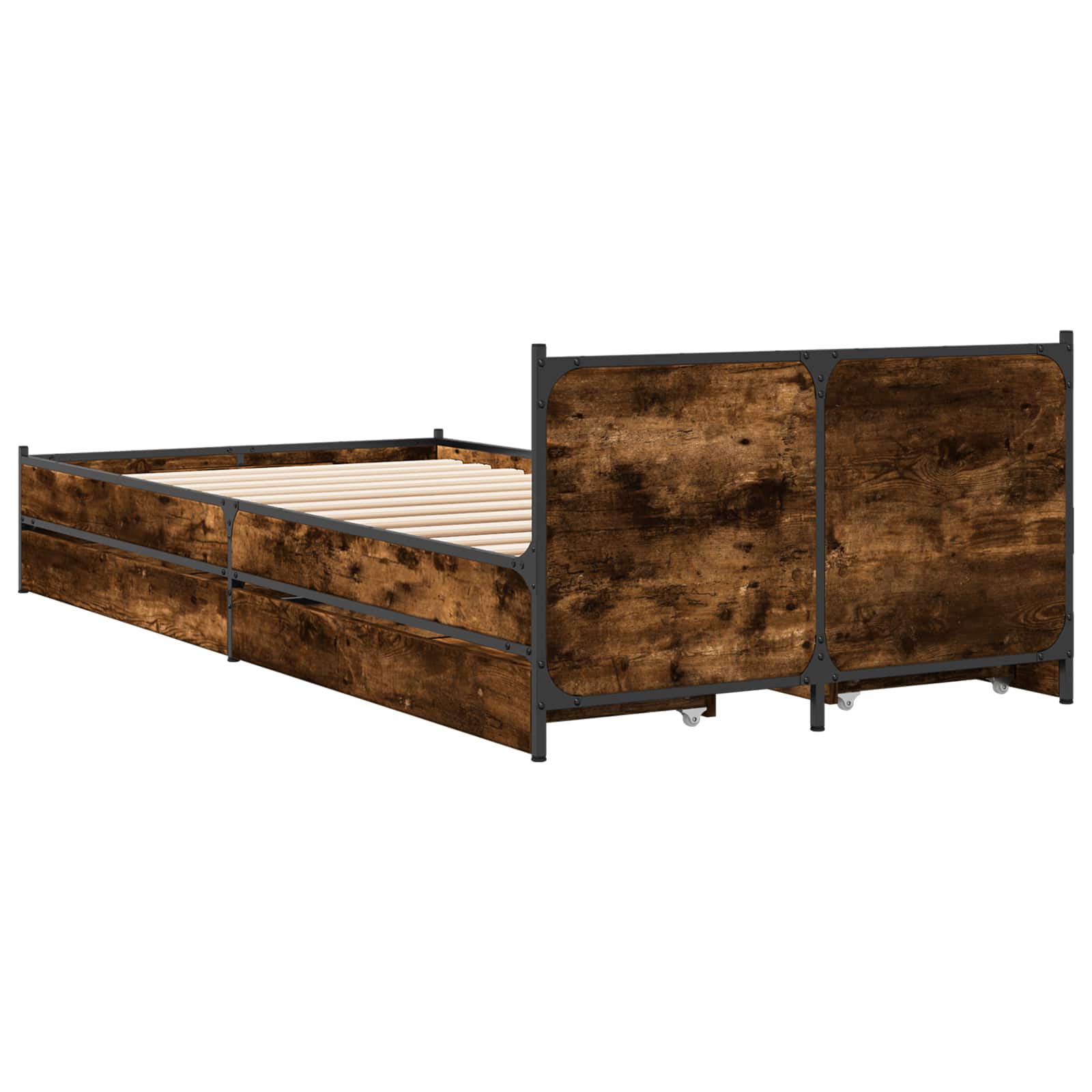 Bedframe met Hoofdeinde Gerookt eiken 80 x 200 cm Bewerkt hout is nu te koop bij PeponiXL, paradijselijk wonen!