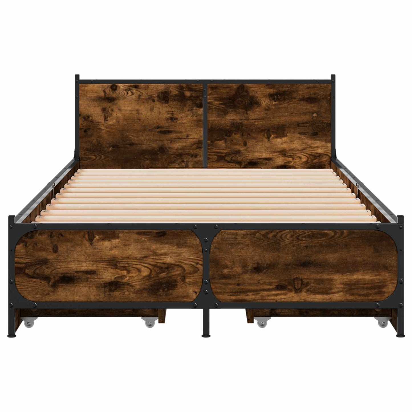 Bedframe met Hoofdeinde Gerookt eiken 80 x 200 cm Bewerkt hout is nu te koop bij PeponiXL, paradijselijk wonen!