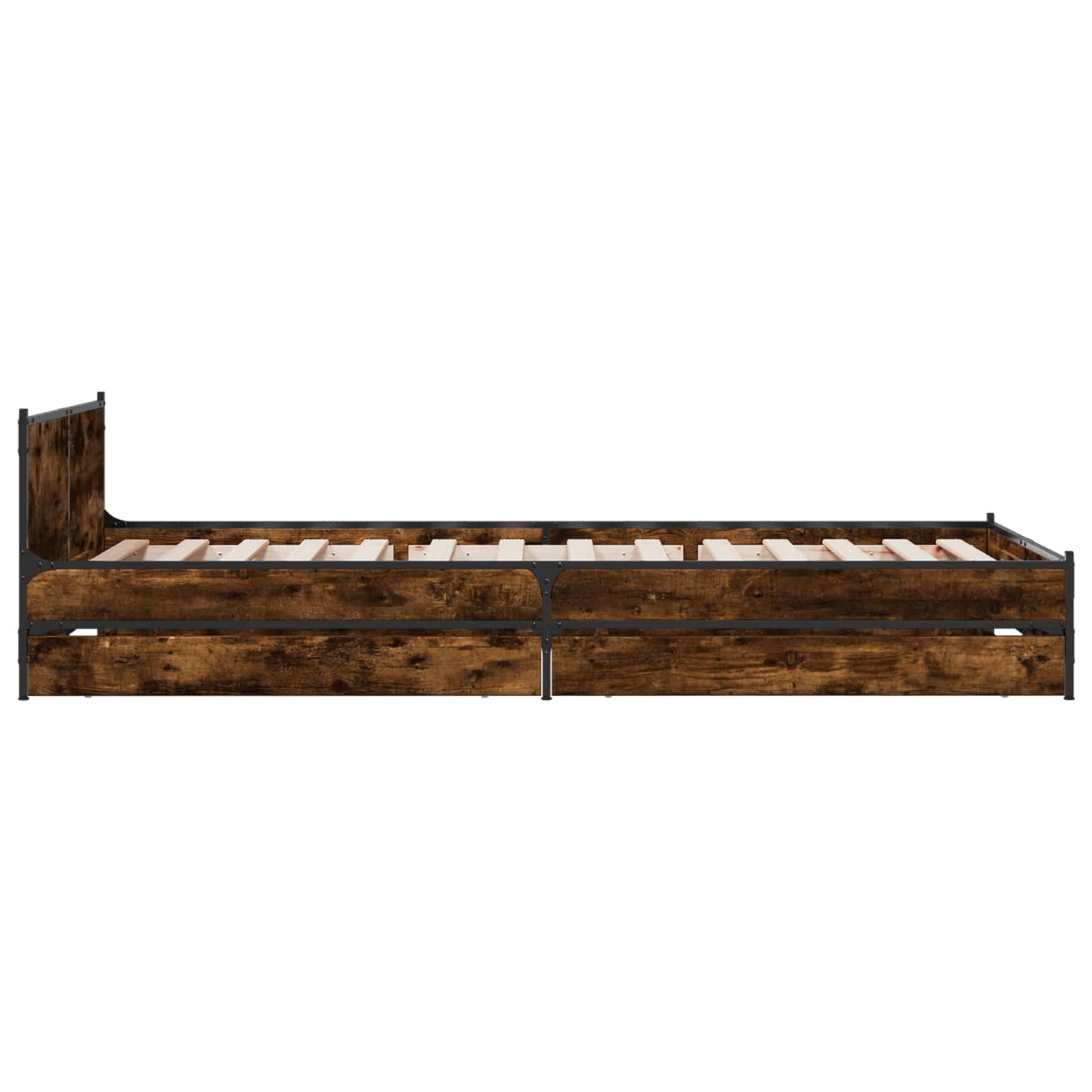 Bedframe met Hoofdeinde Gerookt eiken 80 x 200 cm Bewerkt hout is nu te koop bij PeponiXL, paradijselijk wonen!
