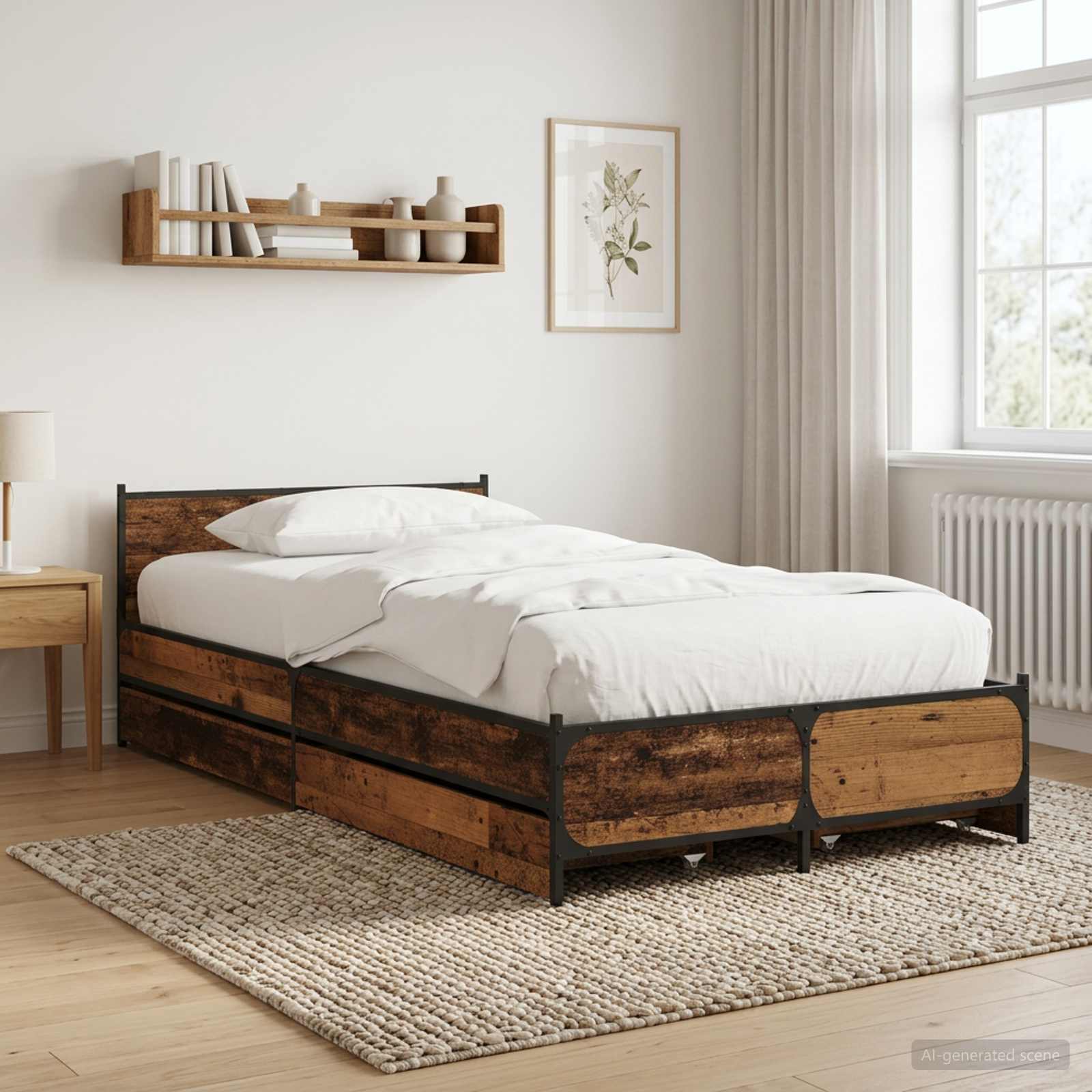 Bedframe met Hoofdeinde Oud hout 80 x 200 cm Bewerkt hout is nu te koop bij PeponiXL, paradijselijk wonen!