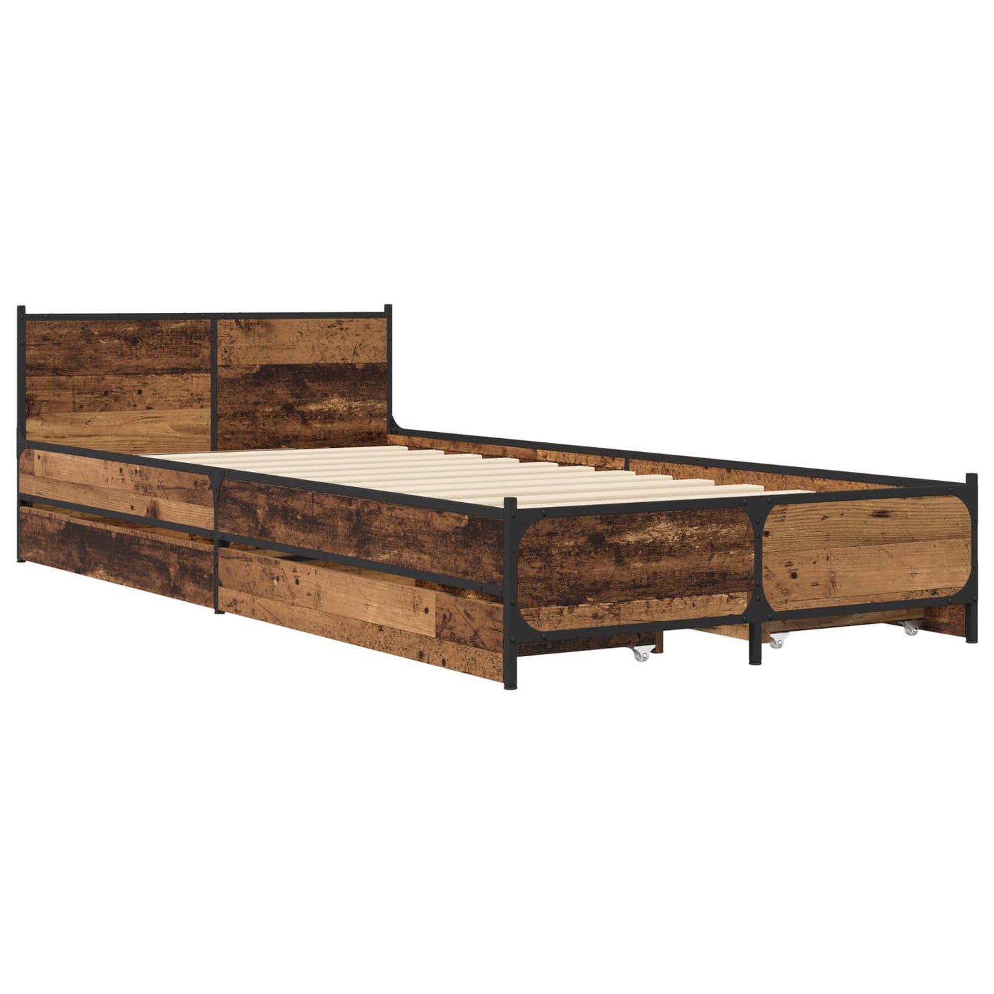 Bedframe met Hoofdeinde Oud hout 80 x 200 cm Bewerkt hout is nu te koop bij PeponiXL, paradijselijk wonen!