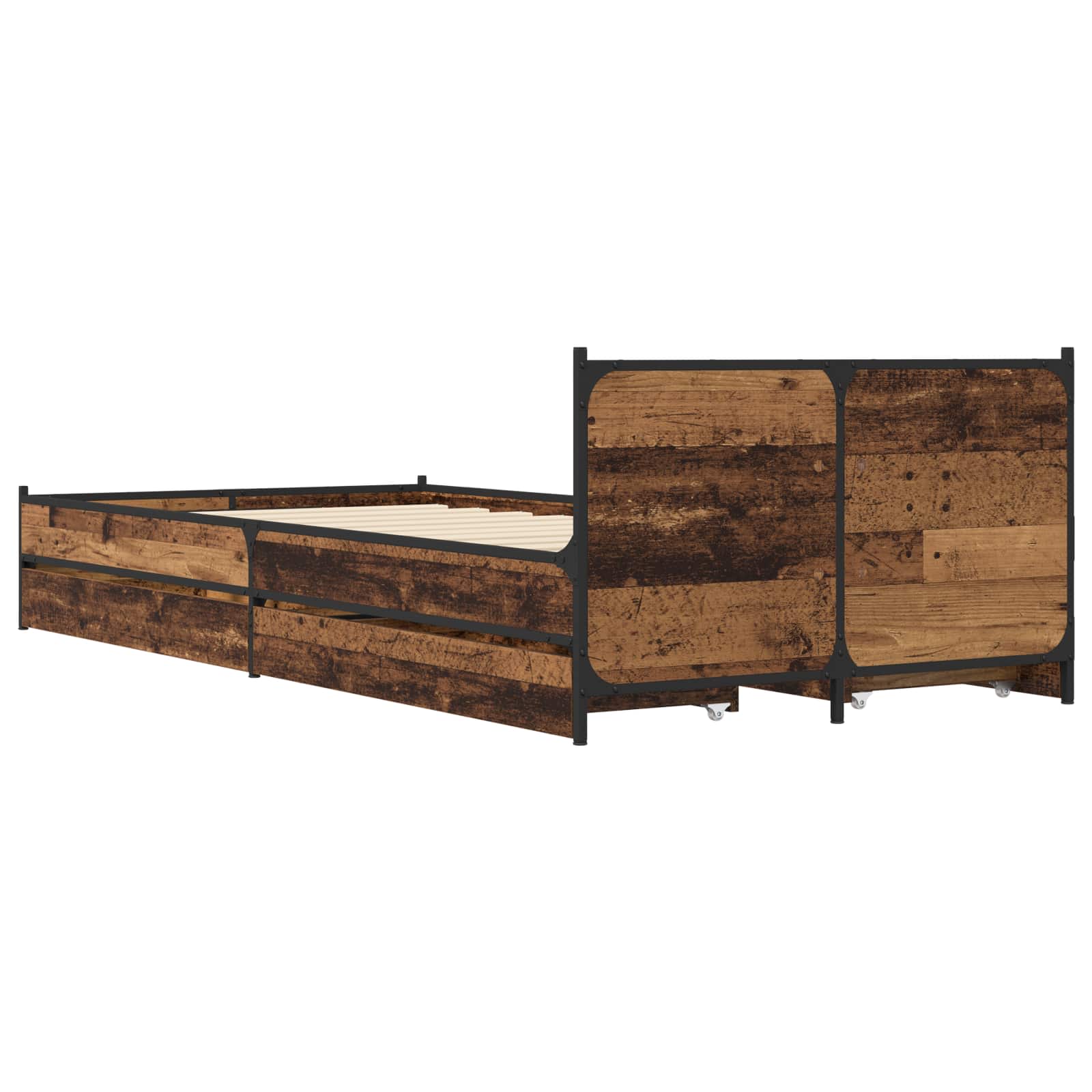 Bedframe met Hoofdeinde Oud hout 80 x 200 cm Bewerkt hout is nu te koop bij PeponiXL, paradijselijk wonen!
