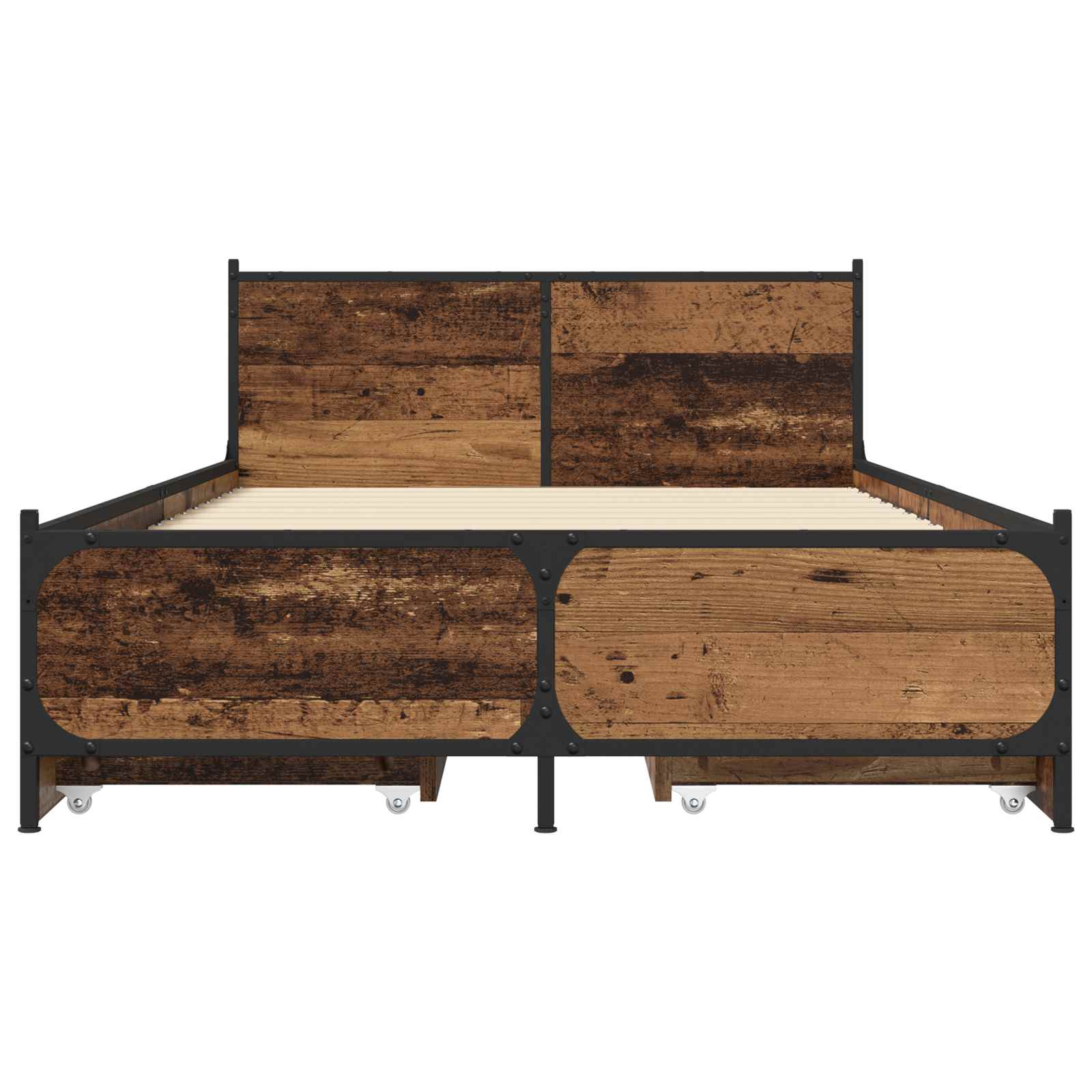 Bedframe met Hoofdeinde Oud hout 80 x 200 cm Bewerkt hout is nu te koop bij PeponiXL, paradijselijk wonen!