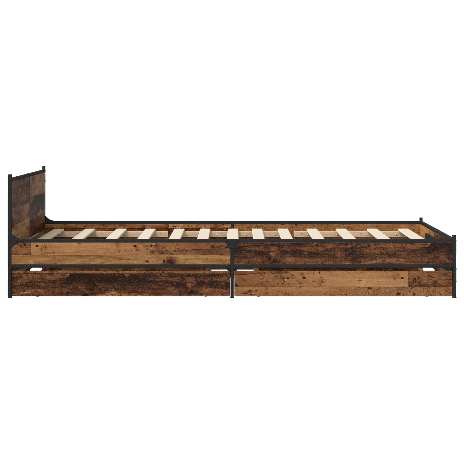 Bedframe met Hoofdeinde Oud hout 80 x 200 cm Bewerkt hout is nu te koop bij PeponiXL, paradijselijk wonen!