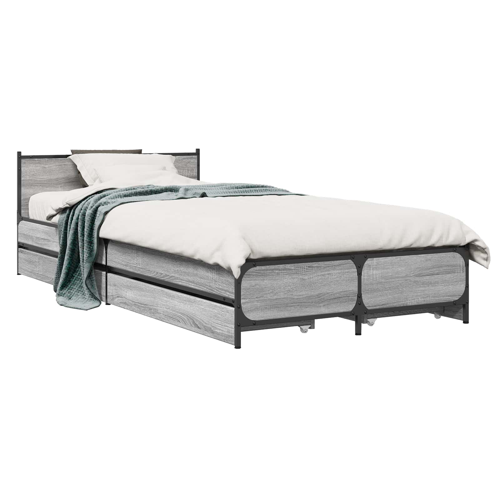 Bedframe met Hoofdeinde Grijs Sonoma 80 x 200 cm Bewerkt hout is nu te koop bij PeponiXL, paradijselijk wonen!