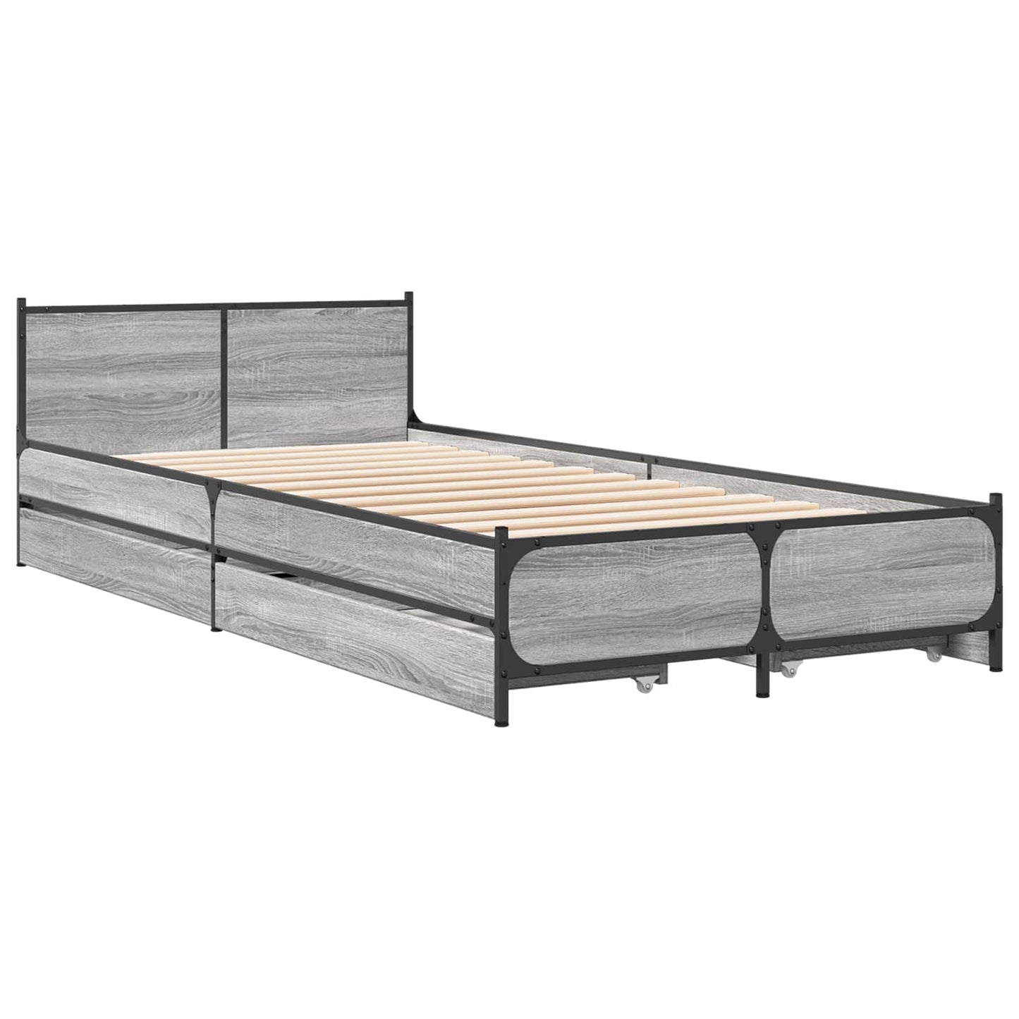 Bedframe met Hoofdeinde Grijs Sonoma 80 x 200 cm Bewerkt hout is nu te koop bij PeponiXL, paradijselijk wonen!