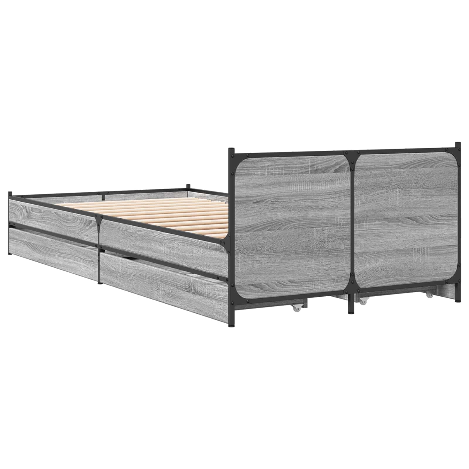 Bedframe met Hoofdeinde Grijs Sonoma 80 x 200 cm Bewerkt hout is nu te koop bij PeponiXL, paradijselijk wonen!