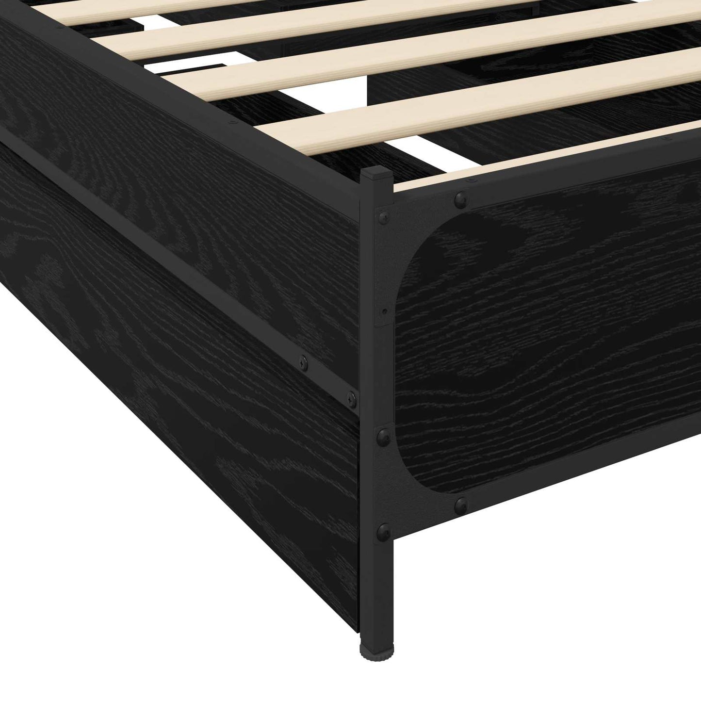 Bedframe met Hoofdeinde Zwart eiken 80 x 200 cm Bewerkt hout is nu te koop bij PeponiXL, paradijselijk wonen!