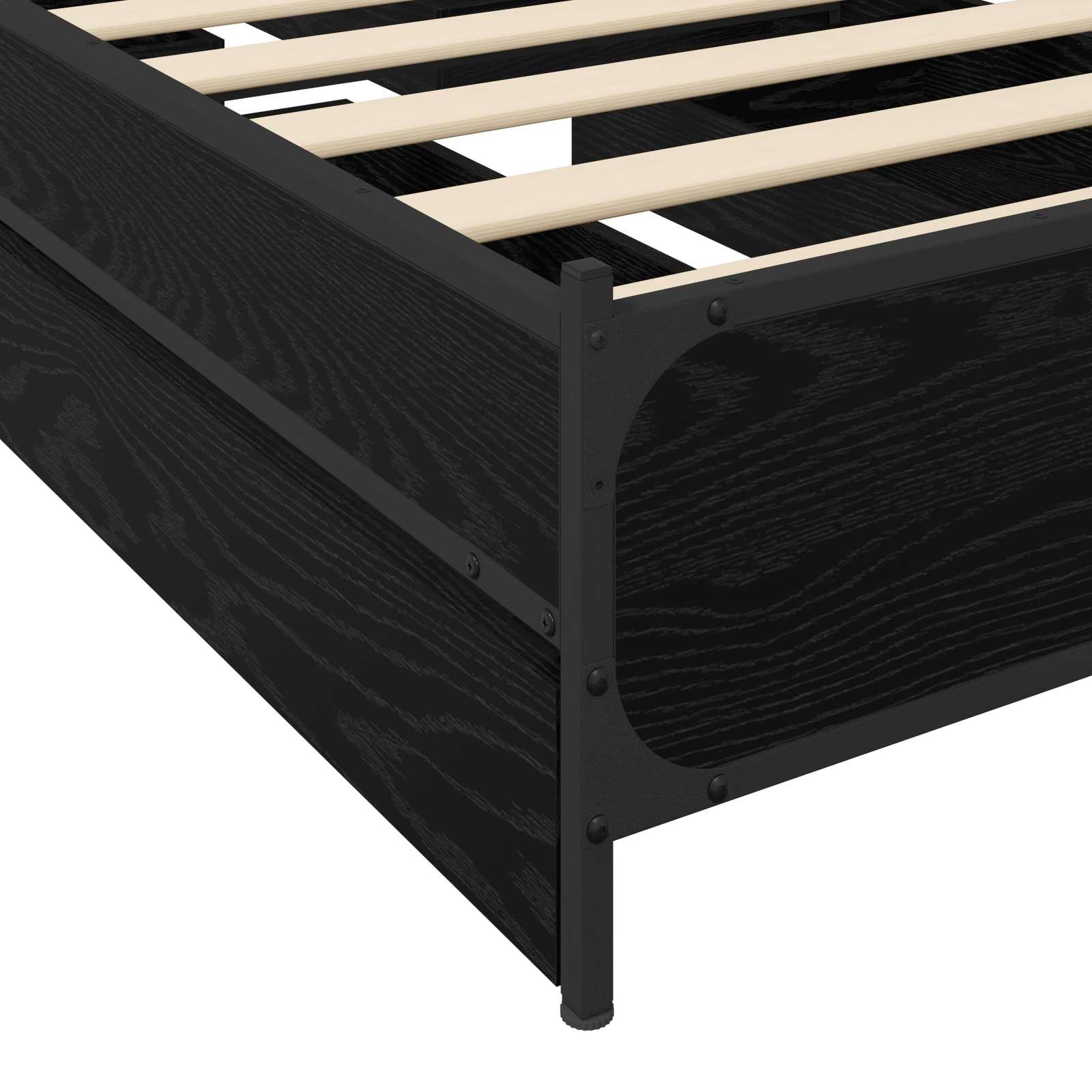 Bedframe met Hoofdeinde Zwart eiken 80 x 200 cm Bewerkt hout is nu te koop bij PeponiXL, paradijselijk wonen!