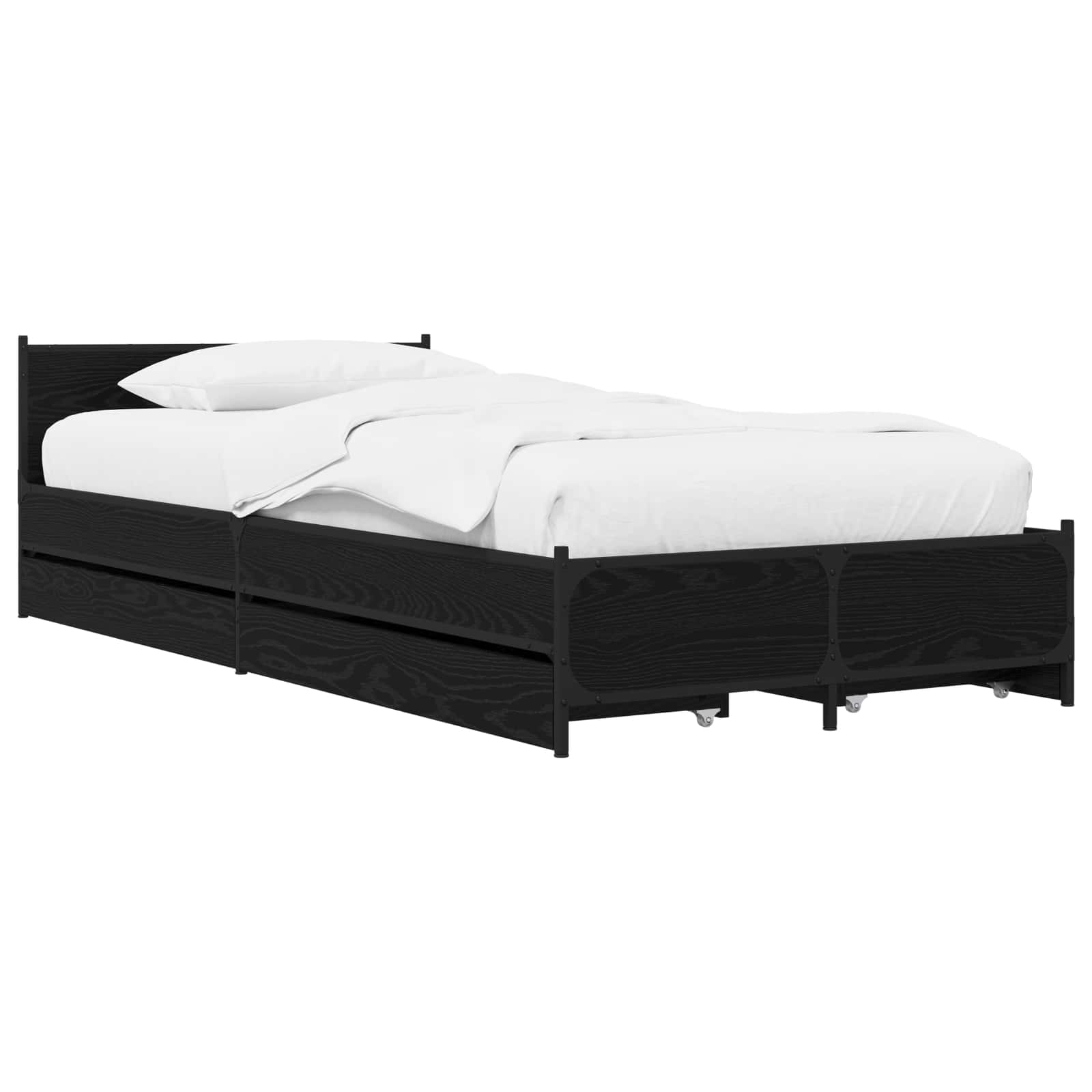 Bedframe met Hoofdeinde Zwart eiken 80 x 200 cm Bewerkt hout is nu te koop bij PeponiXL, paradijselijk wonen!