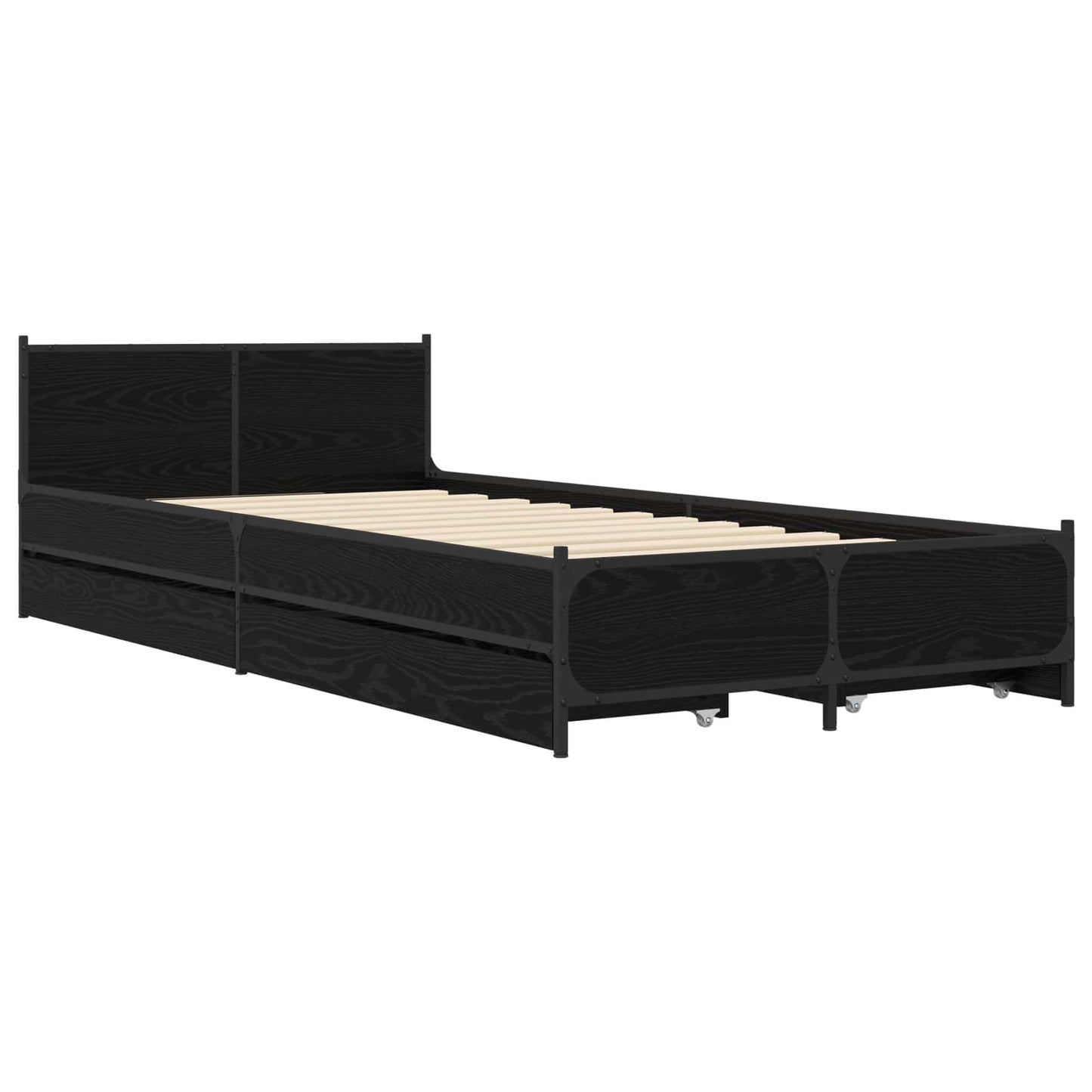 Bedframe met Hoofdeinde Zwart eiken 80 x 200 cm Bewerkt hout is nu te koop bij PeponiXL, paradijselijk wonen!