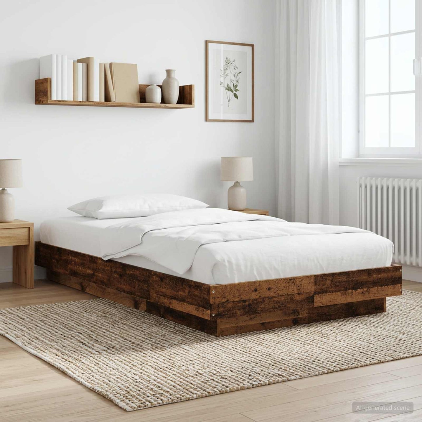 Vloerbedframe Oud hout 80 x 210 cm Bewerkt hout is nu te koop bij PeponiXL, paradijselijk wonen!