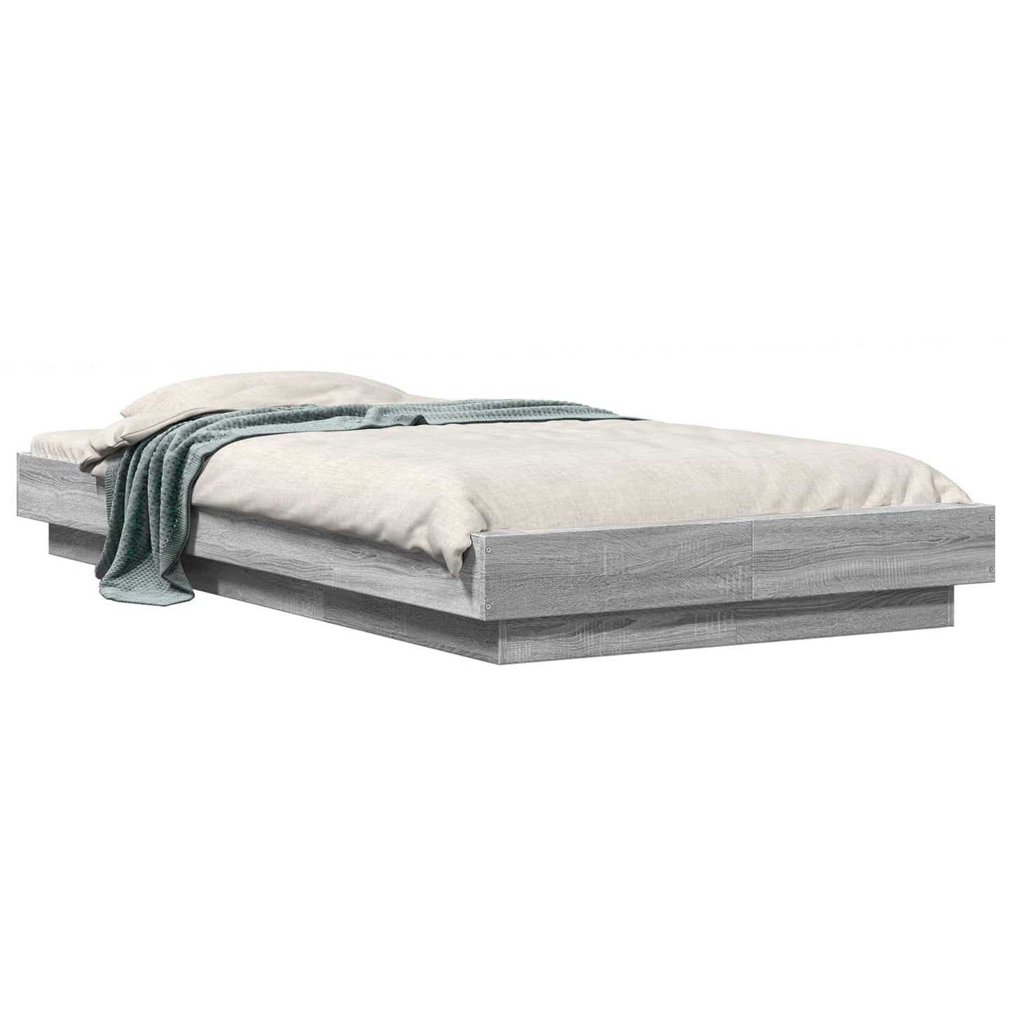 Vloerbedframe Grijs Sonoma 80 x 210 cm Bewerkt hout is nu te koop bij PeponiXL, paradijselijk wonen!