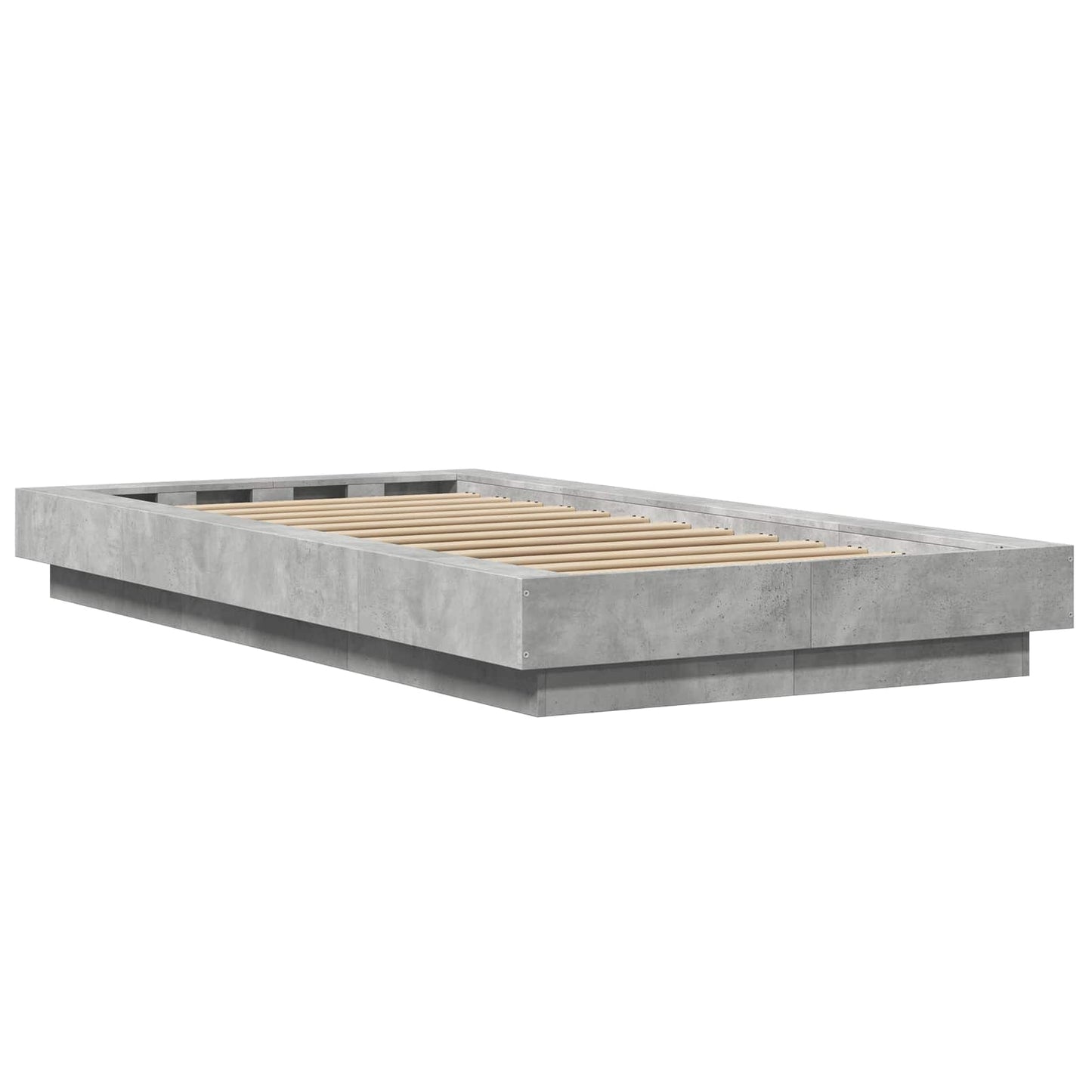 Vloerbedframe Betongrijs 80 x 210 cm Bewerkt hout