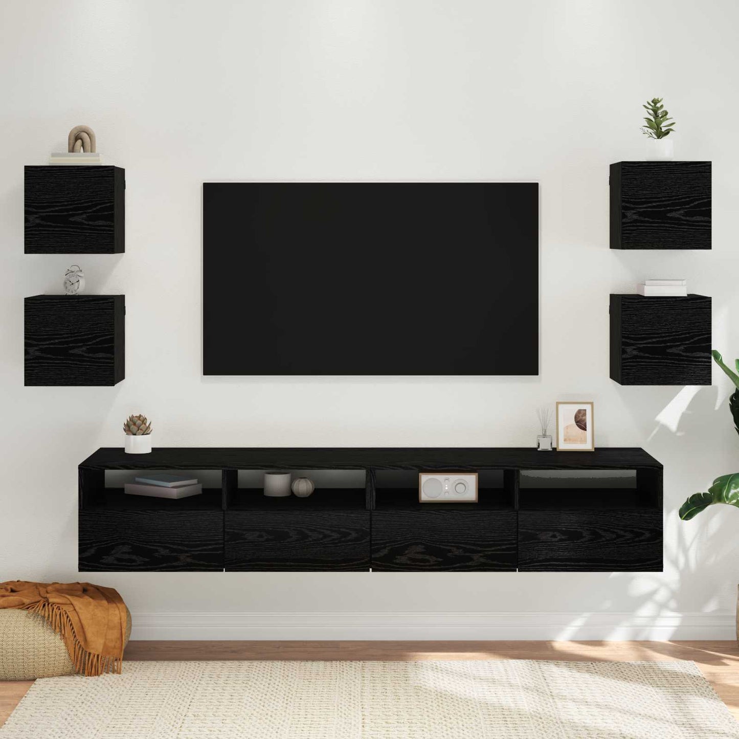 Wandgemonteerde TV-kast 4 pcs Zwart eiken 30,5 x 30 x 30 cm is nu te koop bij PeponiXL, paradijselijk wonen!