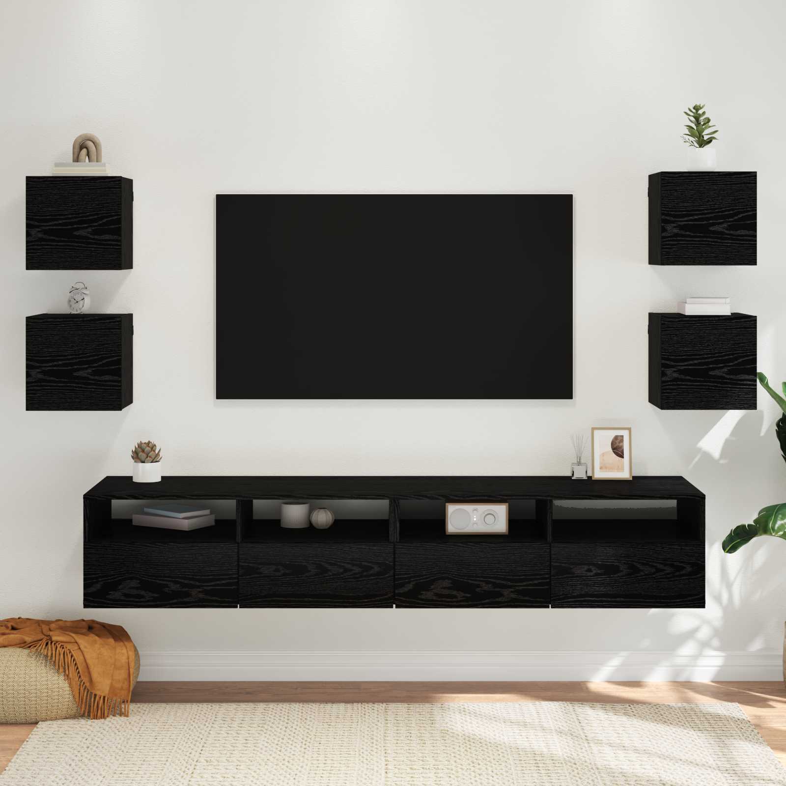 Wandgemonteerde TV-kast 4 pcs Zwart eiken 30,5 x 30 x 30 cm is nu te koop bij PeponiXL, paradijselijk wonen!