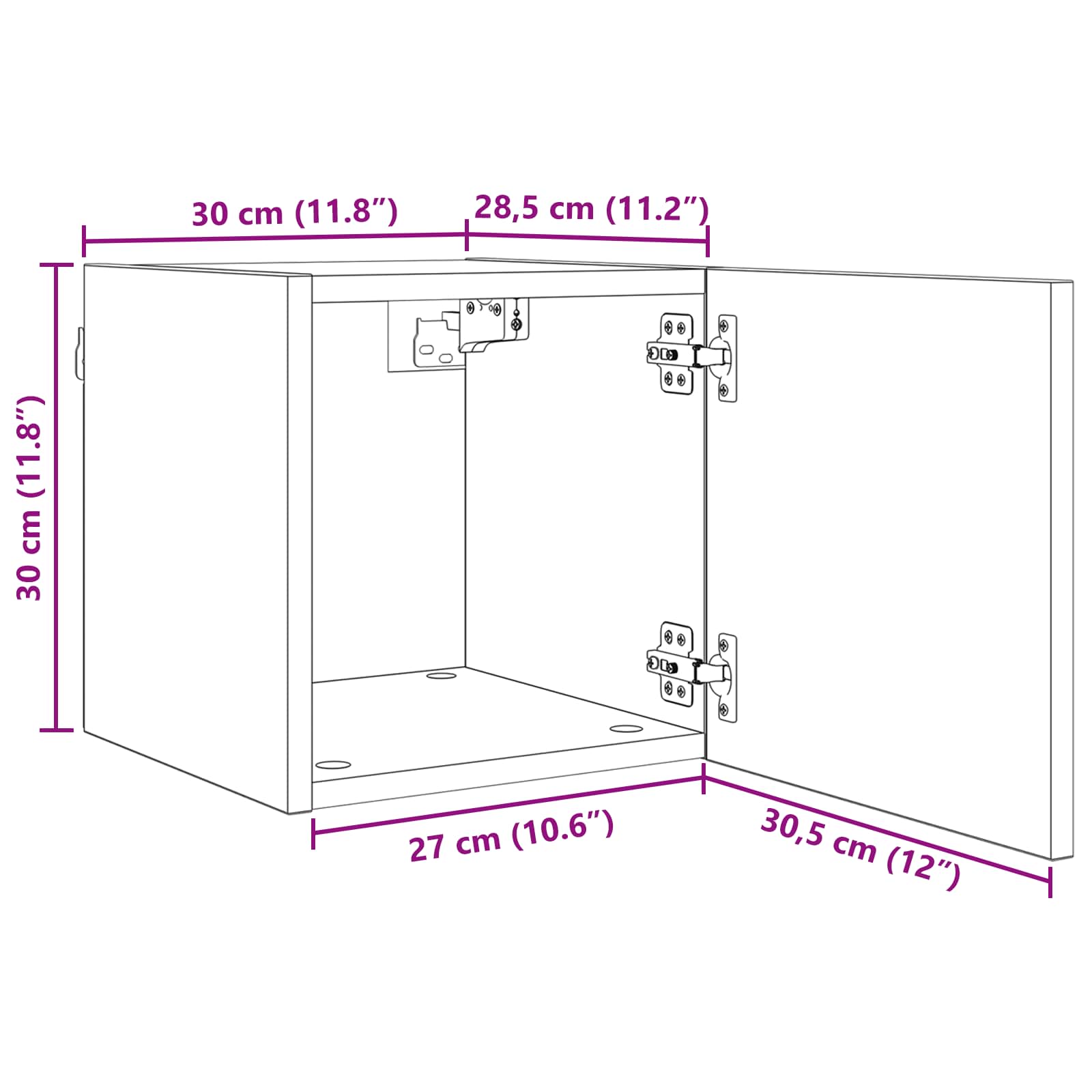 Wandgemonteerde TV-kast 4 pcs Zwart eiken 30,5 x 30 x 30 cm is nu te koop bij PeponiXL, paradijselijk wonen!
