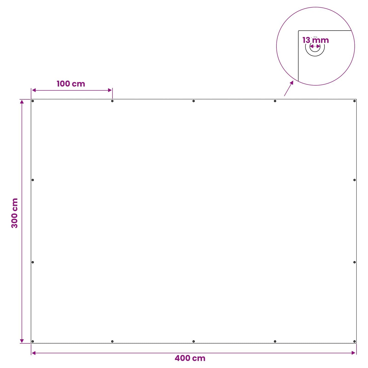 Zeil met Oogjes Wit 3 x 4 m 180 gsm PE