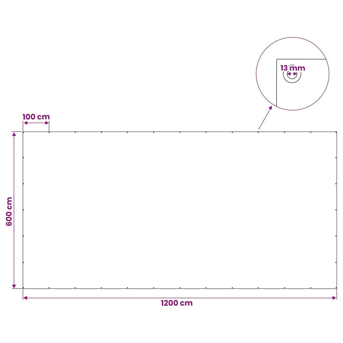 Zeil met Oogjes Antraciet Grijs 6 x 12 m 260 gsm PE