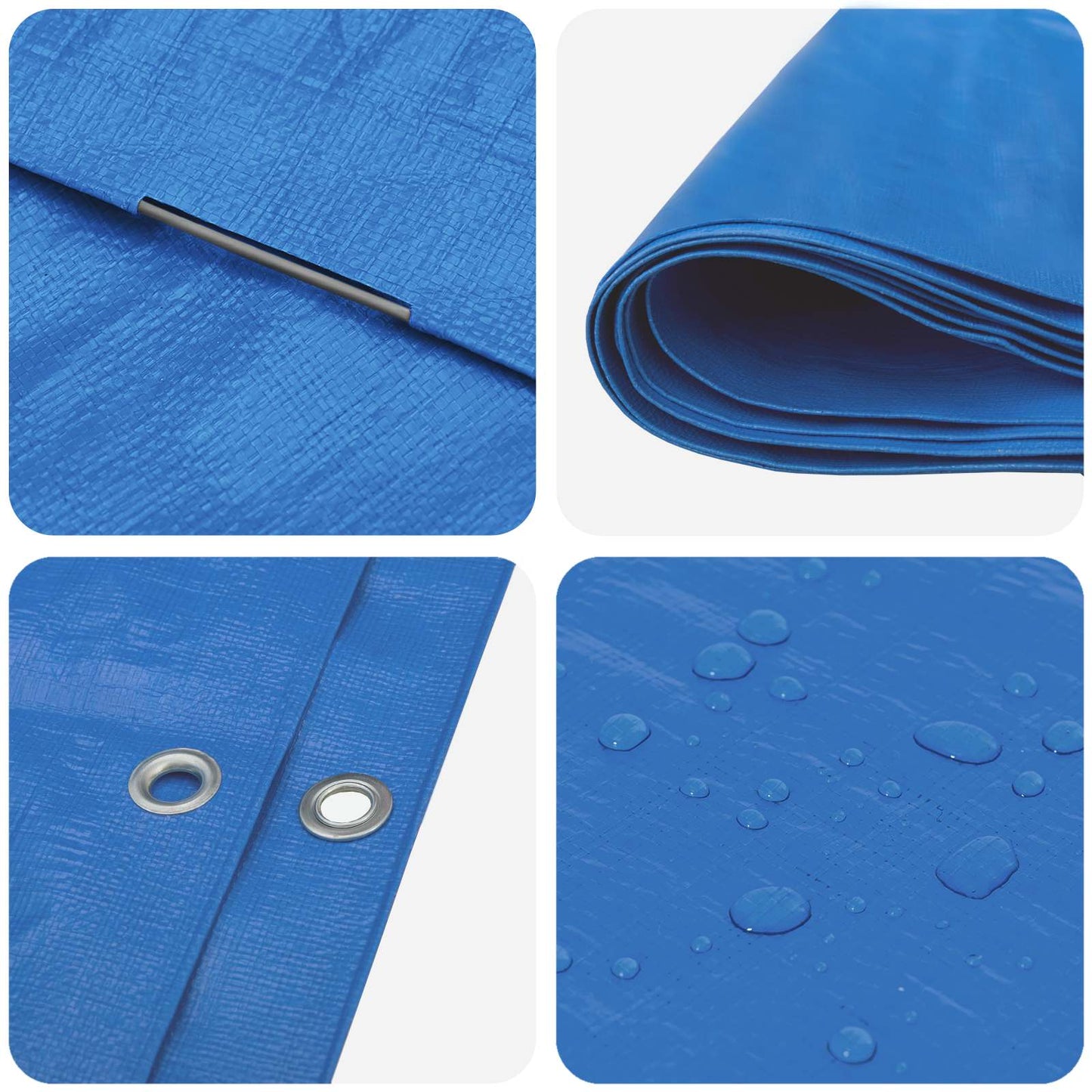 Zeil met Oogjes Blauw 8 x 12 m 180 gsm PE