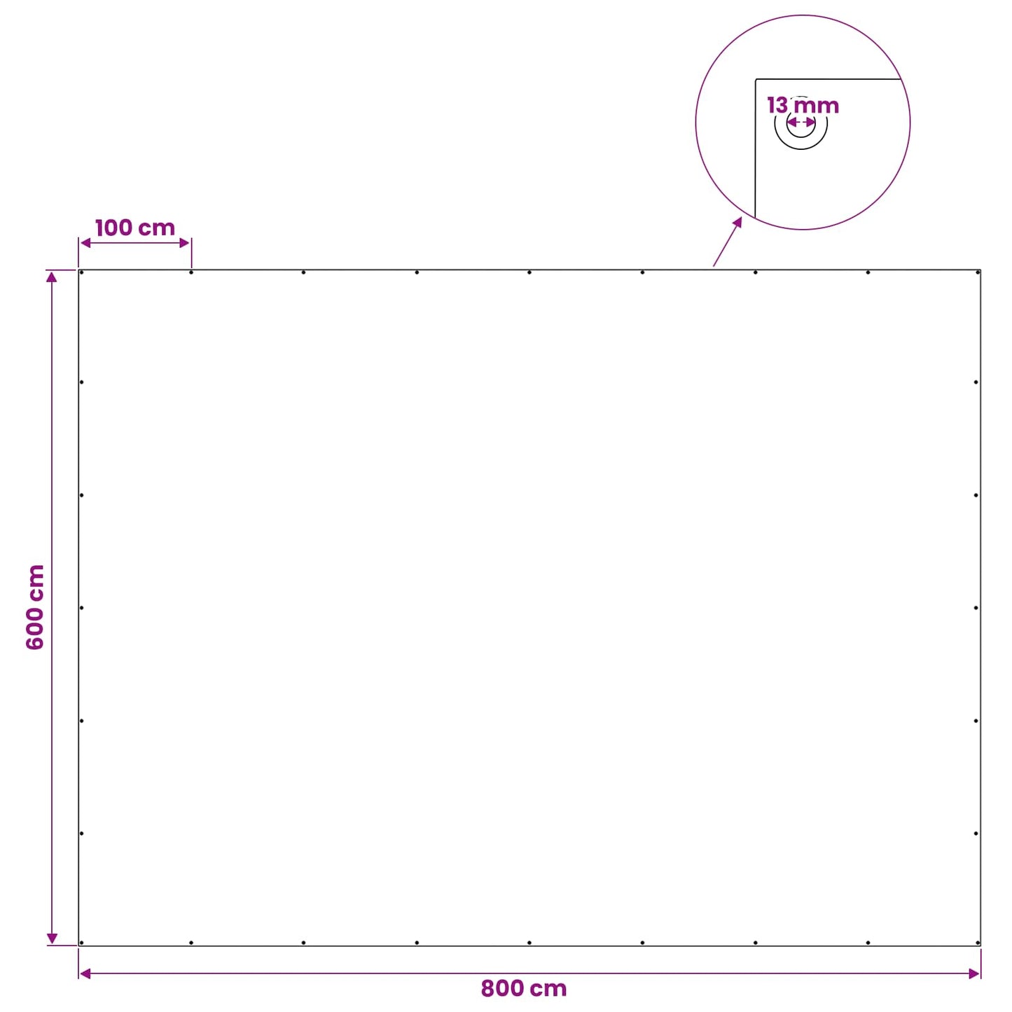 Zeil met Oogjes Blauw 6 x 8 m 260 gsm PE
