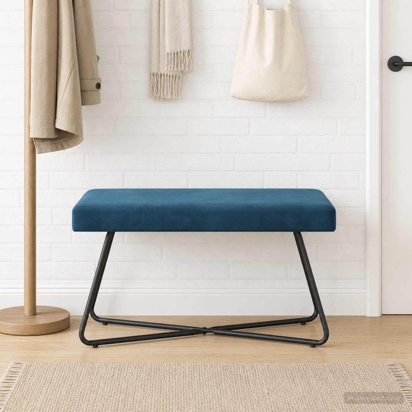 Bank Blauw 80 x 40 x 45 cm fluweel