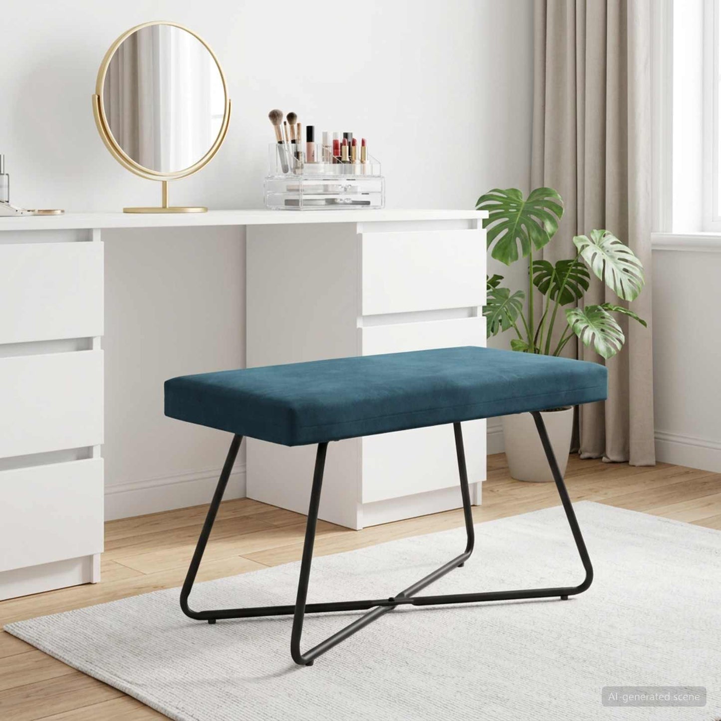 Bank Blauw 80 x 40 x 45 cm fluweel