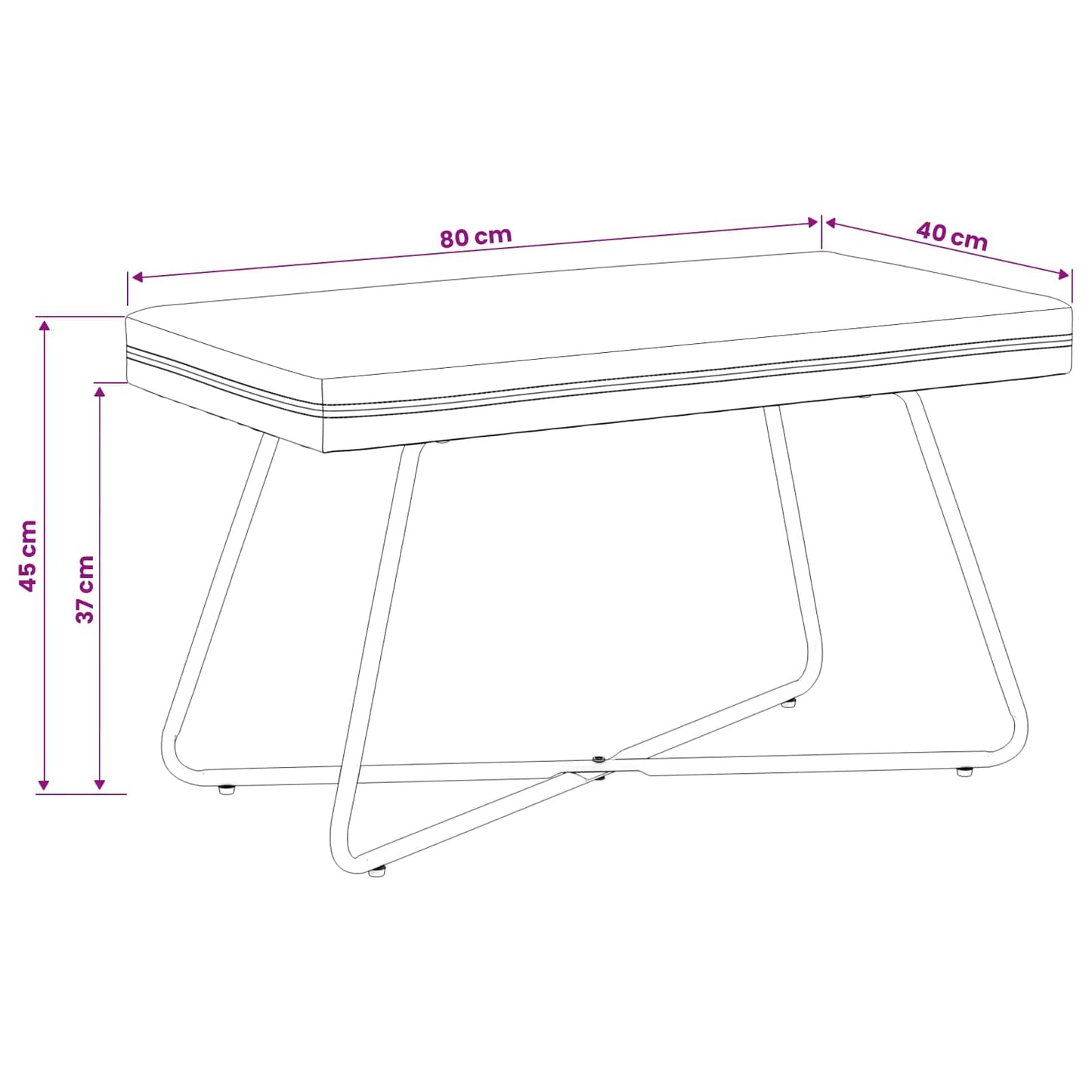 Bank Blauw 80 x 40 x 45 cm fluweel