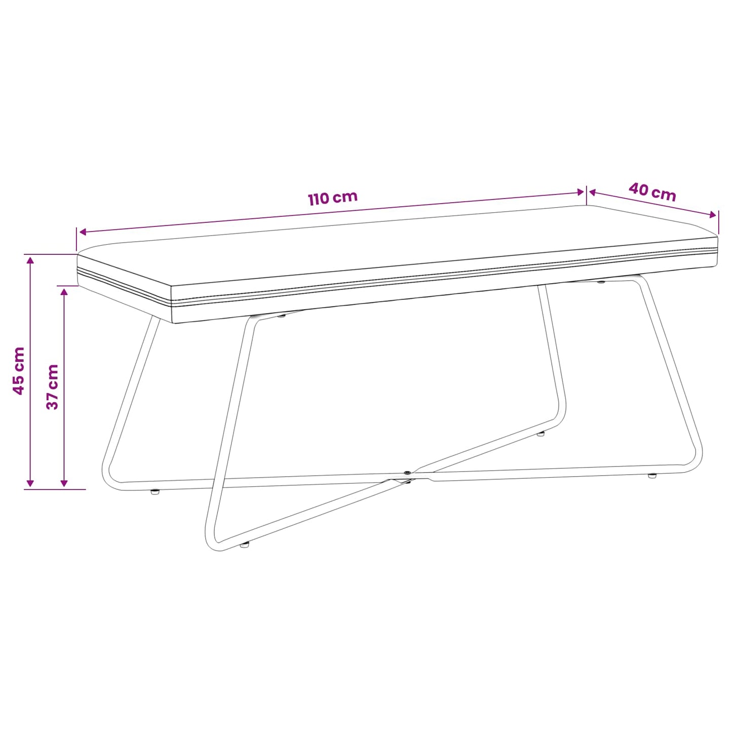 Bank Effen Turquoise 110 x 40 x 45 cm Fluweel