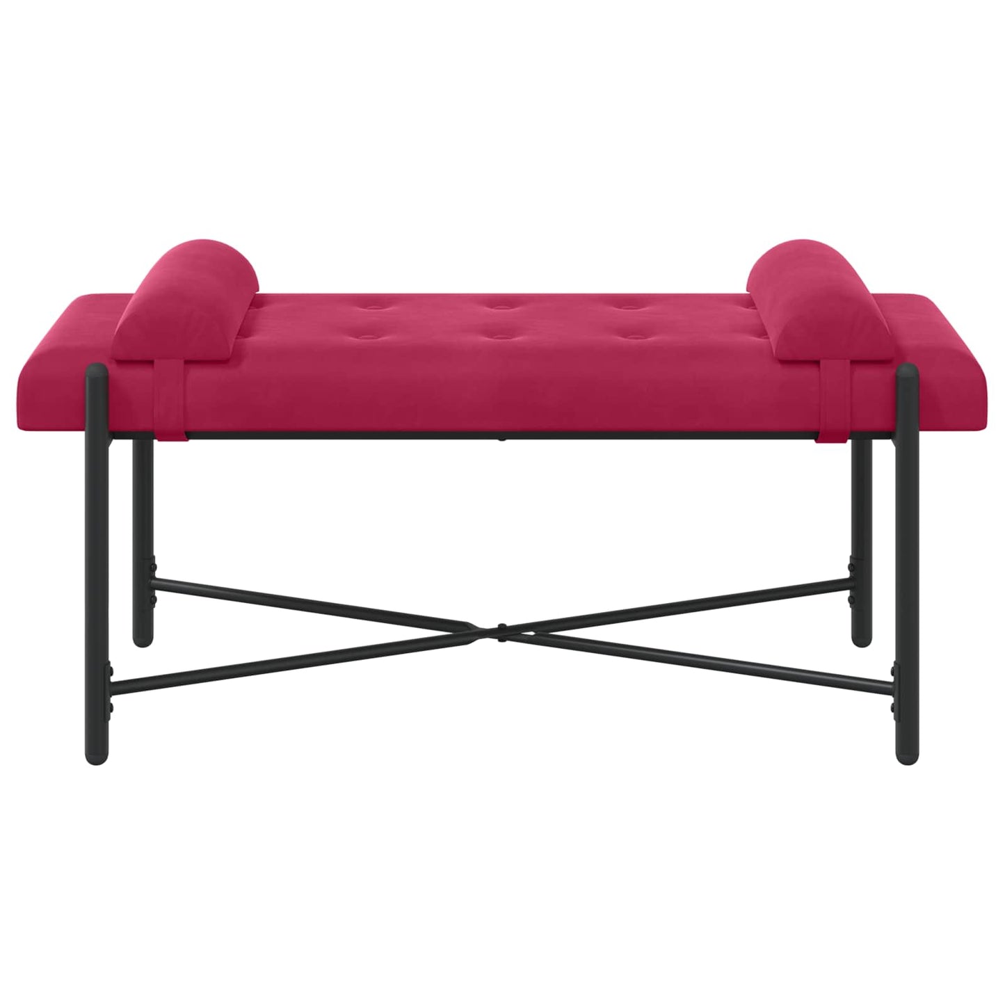 Knop-gestept Bankje met Kussens Wijnrood 110 x 40 x 46 cm