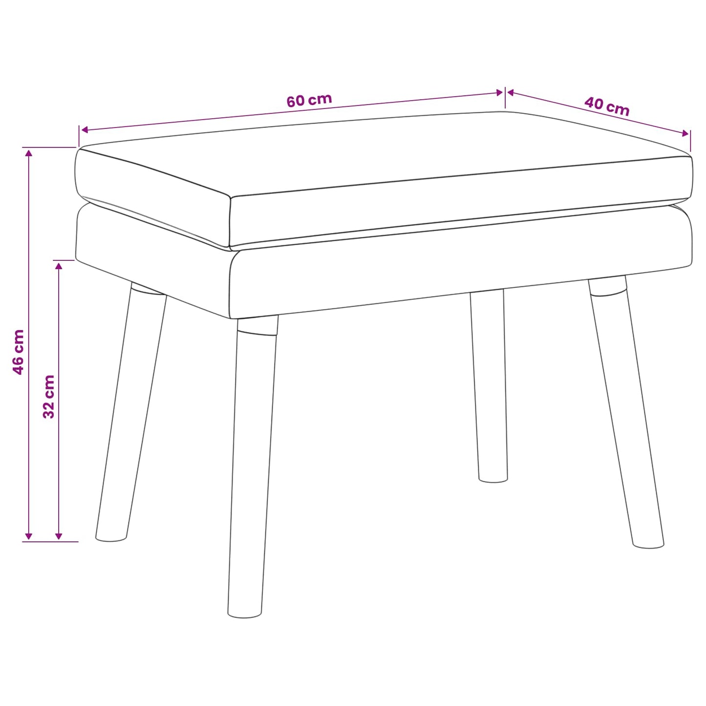 Dubbel Laagige Bank Wit 60 x 40 x 46 cm Stof