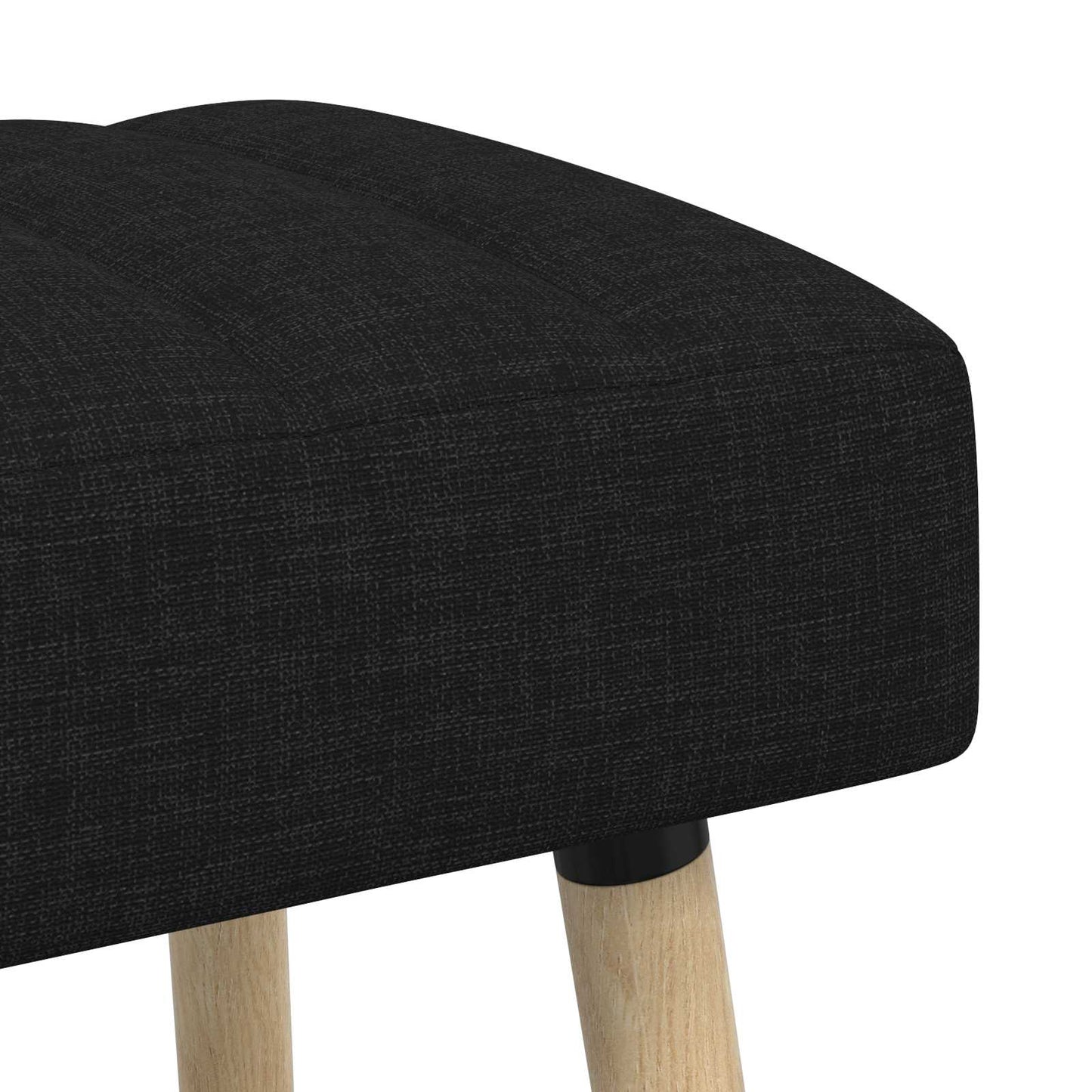 Kanaal-geplooide bank Zwart 80 x 40 x 46 cm Stof
