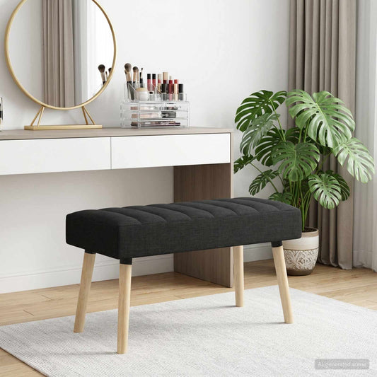Kanaal-geplooide bank Zwart 80 x 40 x 46 cm Stof is nu te koop bij PeponiXL, paradijselijk wonen!