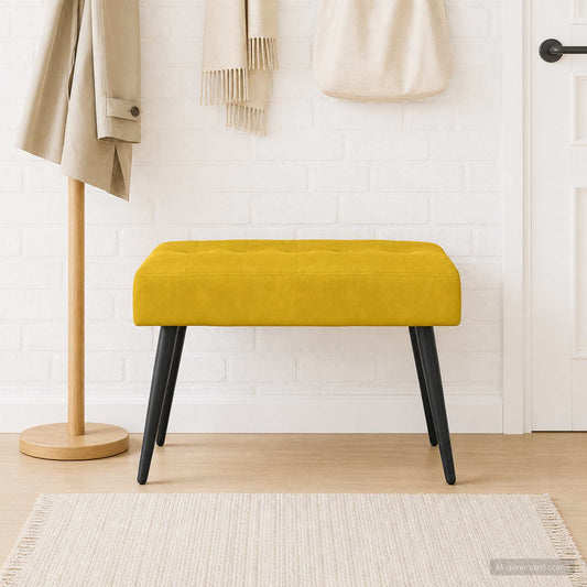 Bank met knoopverstelling Geel 60 x 40 x 45 cm fluweel is nu te koop bij PeponiXL, paradijselijk wonen!