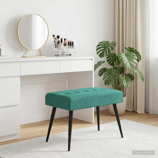 Bank met knoopverstelling Turquoise 60 x 40 x 45 cm fluweel is nu te koop bij PeponiXL, paradijselijk wonen!