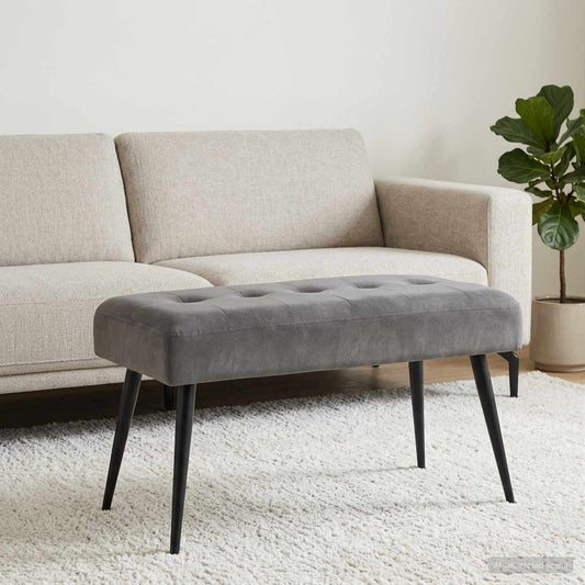 Bank met knoopverstelling Donkergrijs 80 x 40 x 46 cm fluweel is nu te koop bij PeponiXL, paradijselijk wonen!