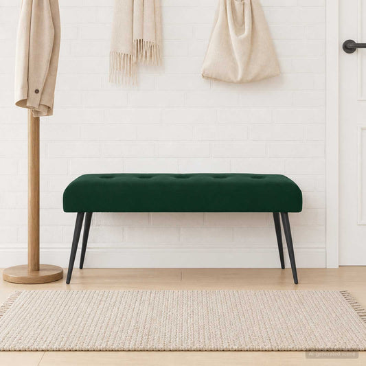 Bank met knoopverstelling Donkergroen 110 x 40 x 46 cm fluweel is nu te koop bij PeponiXL, paradijselijk wonen!