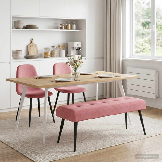 Bank met knoopverstelling Roze 110 x 40 x 46 cm fluweel is nu te koop bij PeponiXL, paradijselijk wonen!