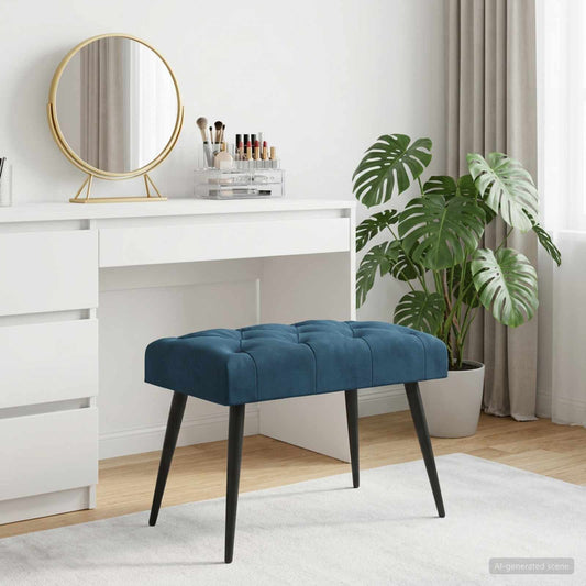 Bank met knoopverstelling Blauw 60 x 40 x 45 cm Fluweel is nu te koop bij PeponiXL, paradijselijk wonen!