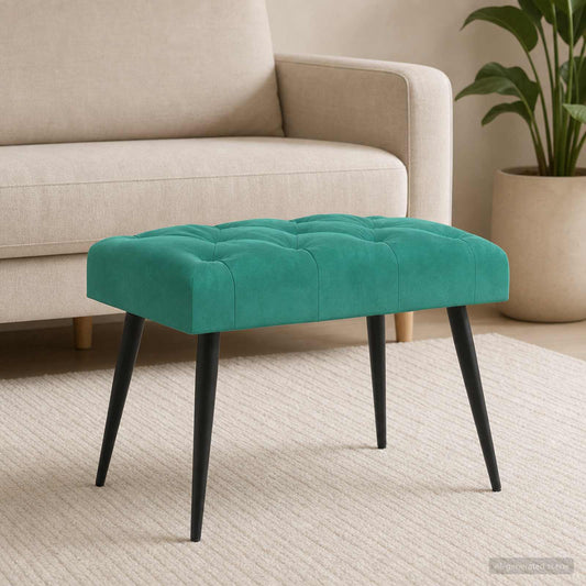 Bank met knoopverstelling Turquoise 60 x 40 x 45 cm Fluweel is nu te koop bij PeponiXL, paradijselijk wonen!