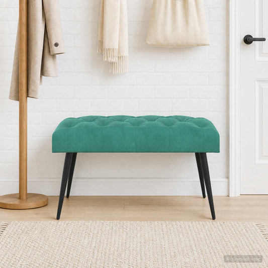 Bank met knoopverstelling Turquoise 80 x 40 x 46 cm Fluweel is nu te koop bij PeponiXL, paradijselijk wonen!