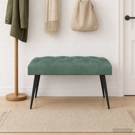 Bank met knoopverstelling Zeegroen 80 x 40 x 46 cm Fluweel is nu te koop bij PeponiXL, paradijselijk wonen!