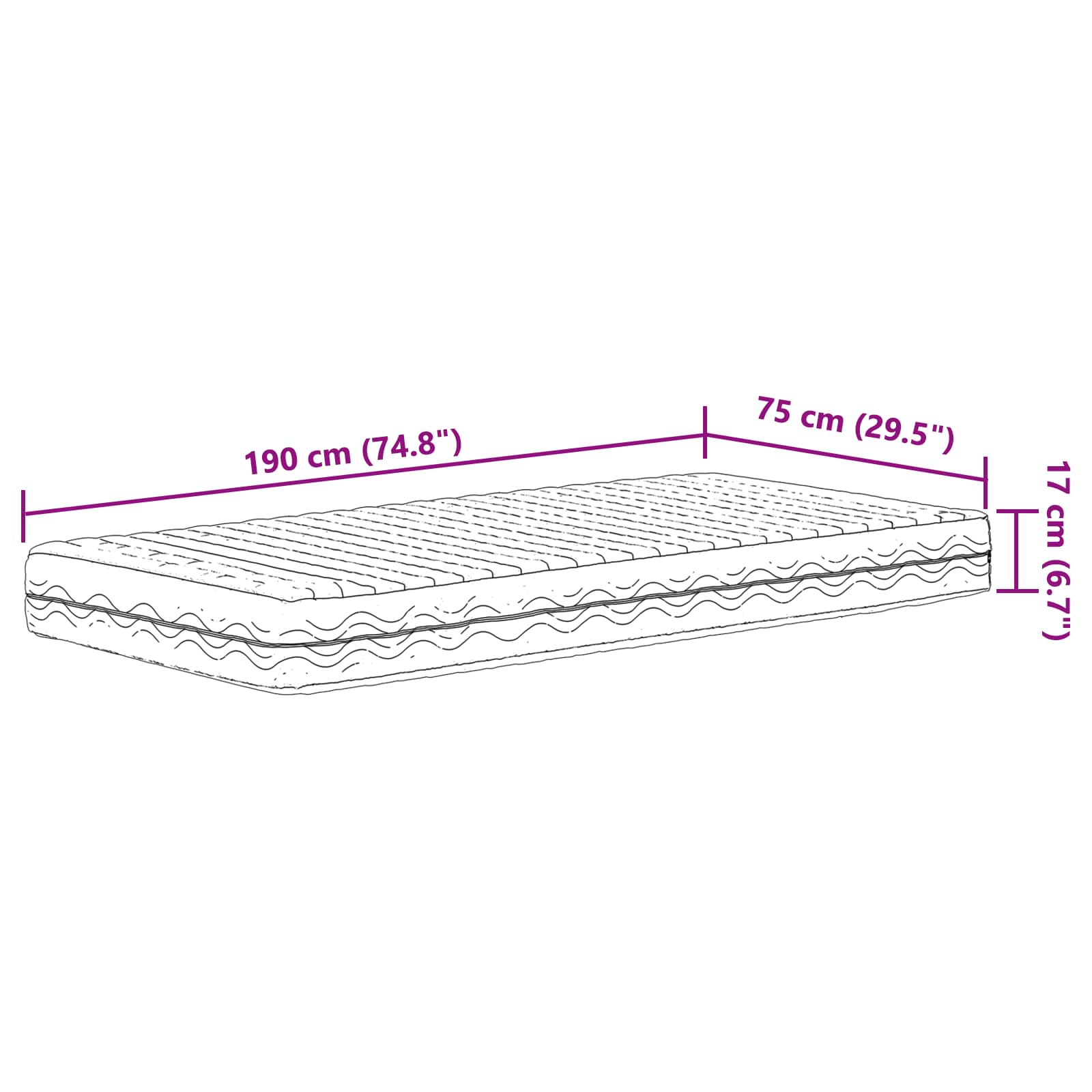 Schuimmatras H2 en H3 75 x 190 cm Wit is nu te koop bij PeponiXL, paradijselijk wonen!