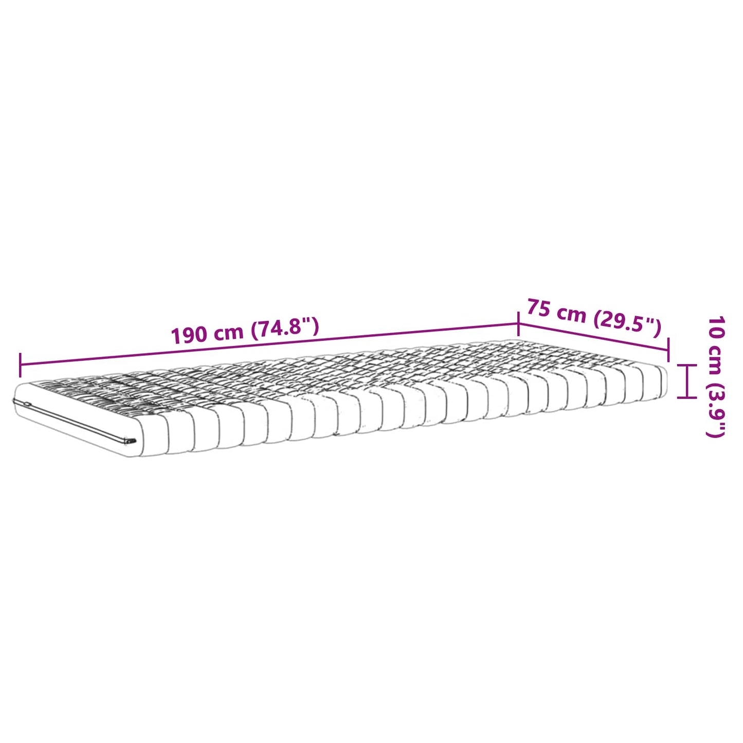 Schuimmatras 75 x 190 cm Wit is nu te koop bij PeponiXL, paradijselijk wonen!