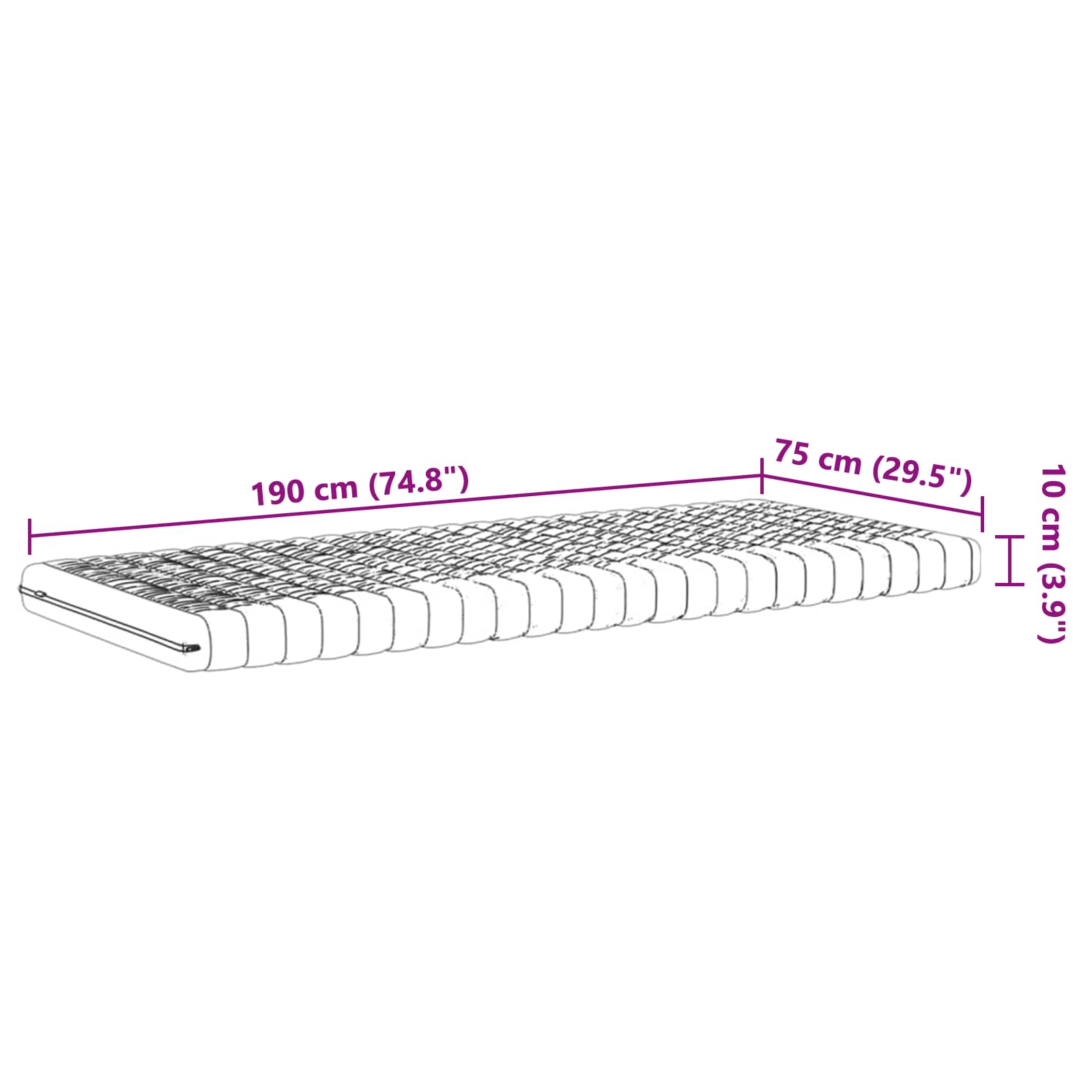 Schuimmatras 75 x 190 cm Wit is nu te koop bij PeponiXL, paradijselijk wonen!